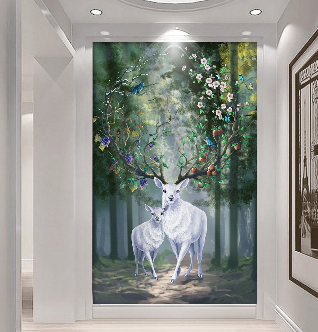 3D White Elk 494 Wall Murals Wallpaper AJ Wallpaper 2