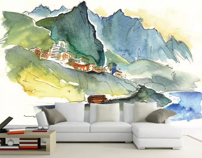 3D Mountain House 1149 Wall Murals Wallpaper AJ Wallpaper 2