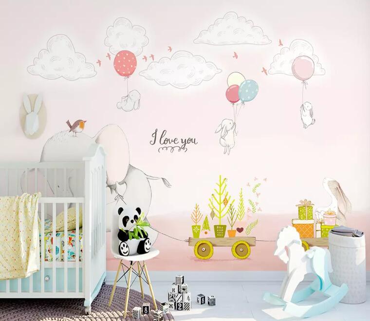 3D Bear Balloon 687 Wall Murals Wallpaper AJ Wallpaper 2