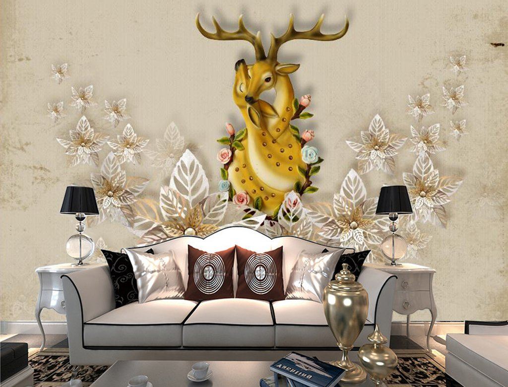 3D Golden Deer 521 Wall Murals Wallpaper AJ Wallpaper 2