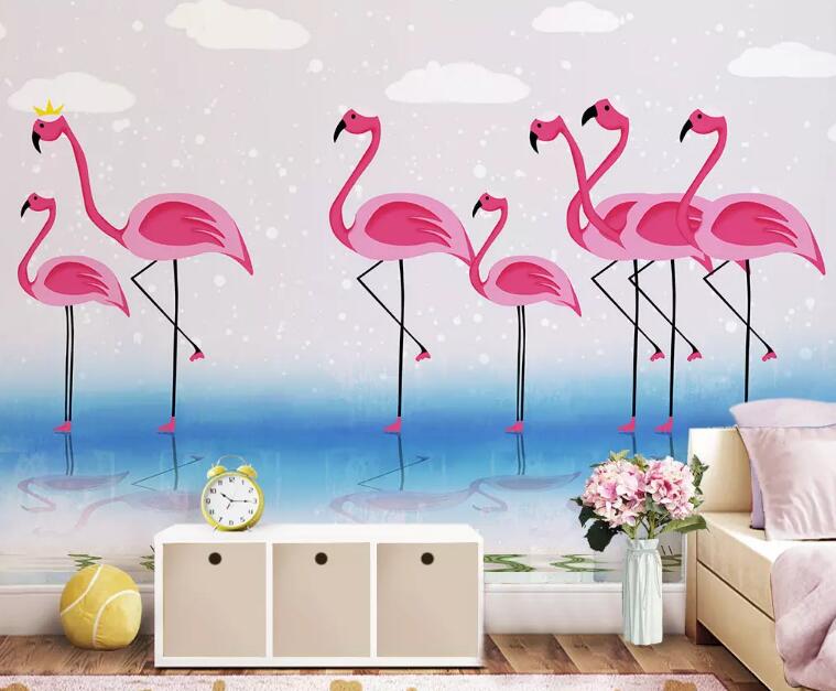 3D Pink Flamingo 1449 Wall Murals Wallpaper AJ Wallpaper 2
