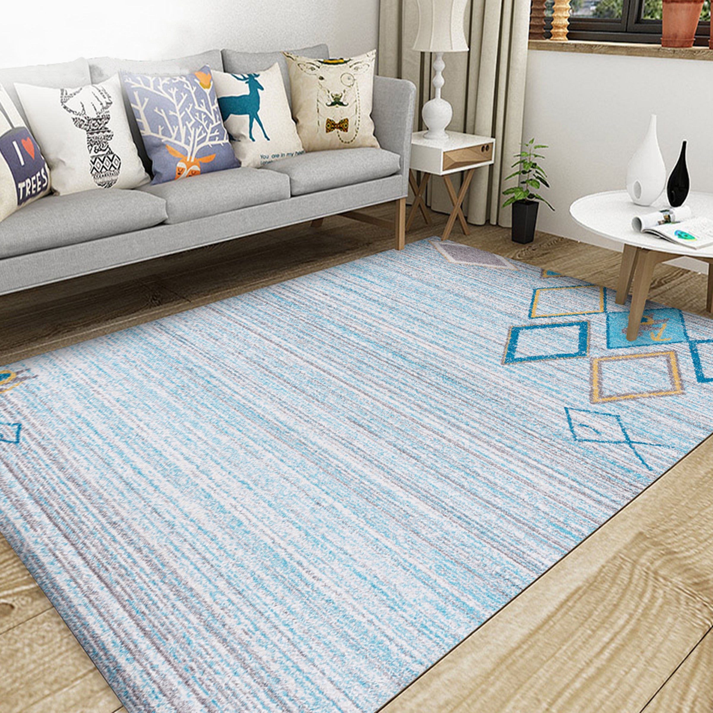 3D Light Blue Diamond WG058 Non Slip Rug Mat Mat AJ Creativity Home