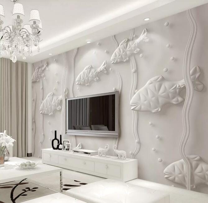 3D Carving Fish WC090 Wall Murals Wallpaper AJ Wallpaper 2