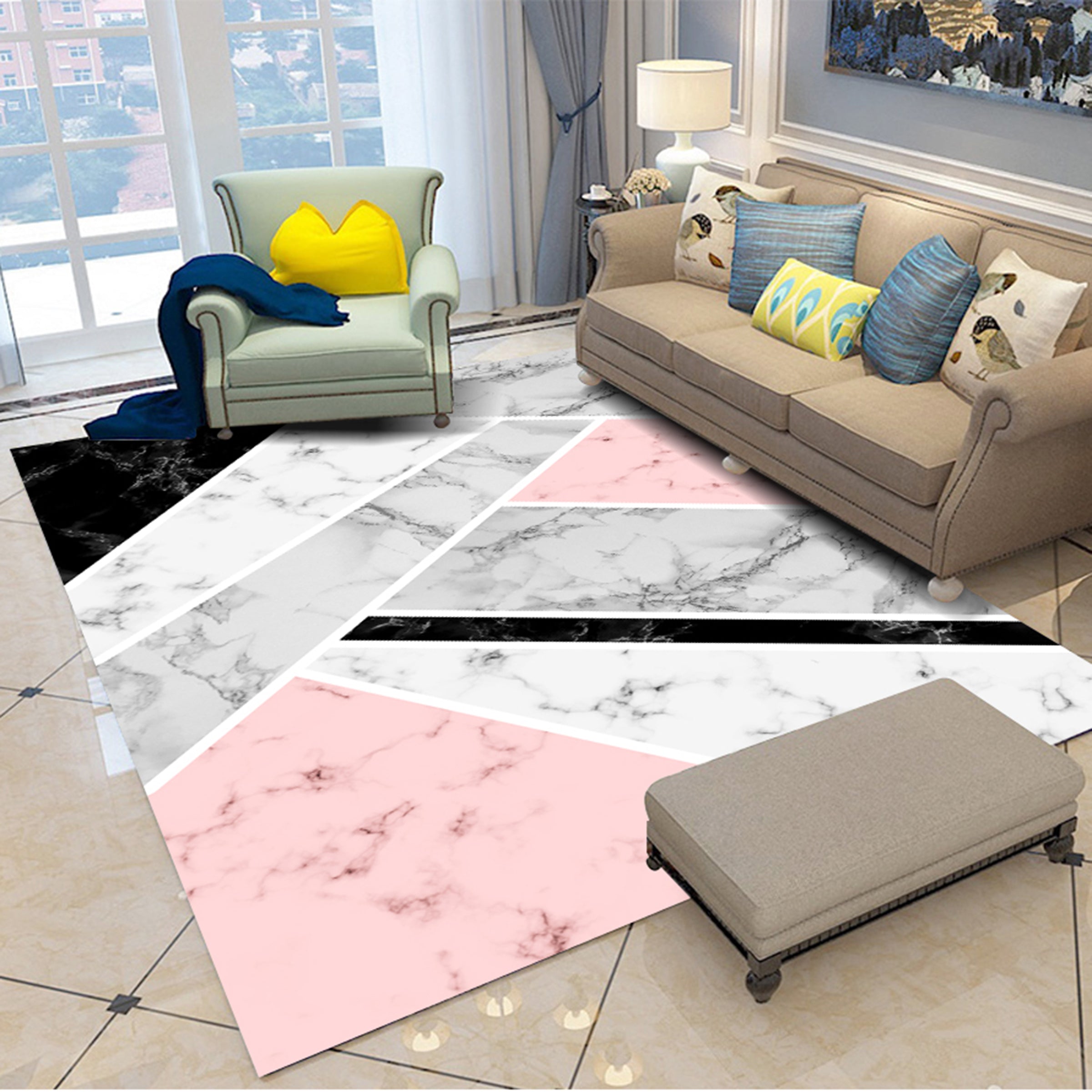3D Colored Geometric Pattern WG450 Non Slip Rug Mat Mat AJ Creativity Home