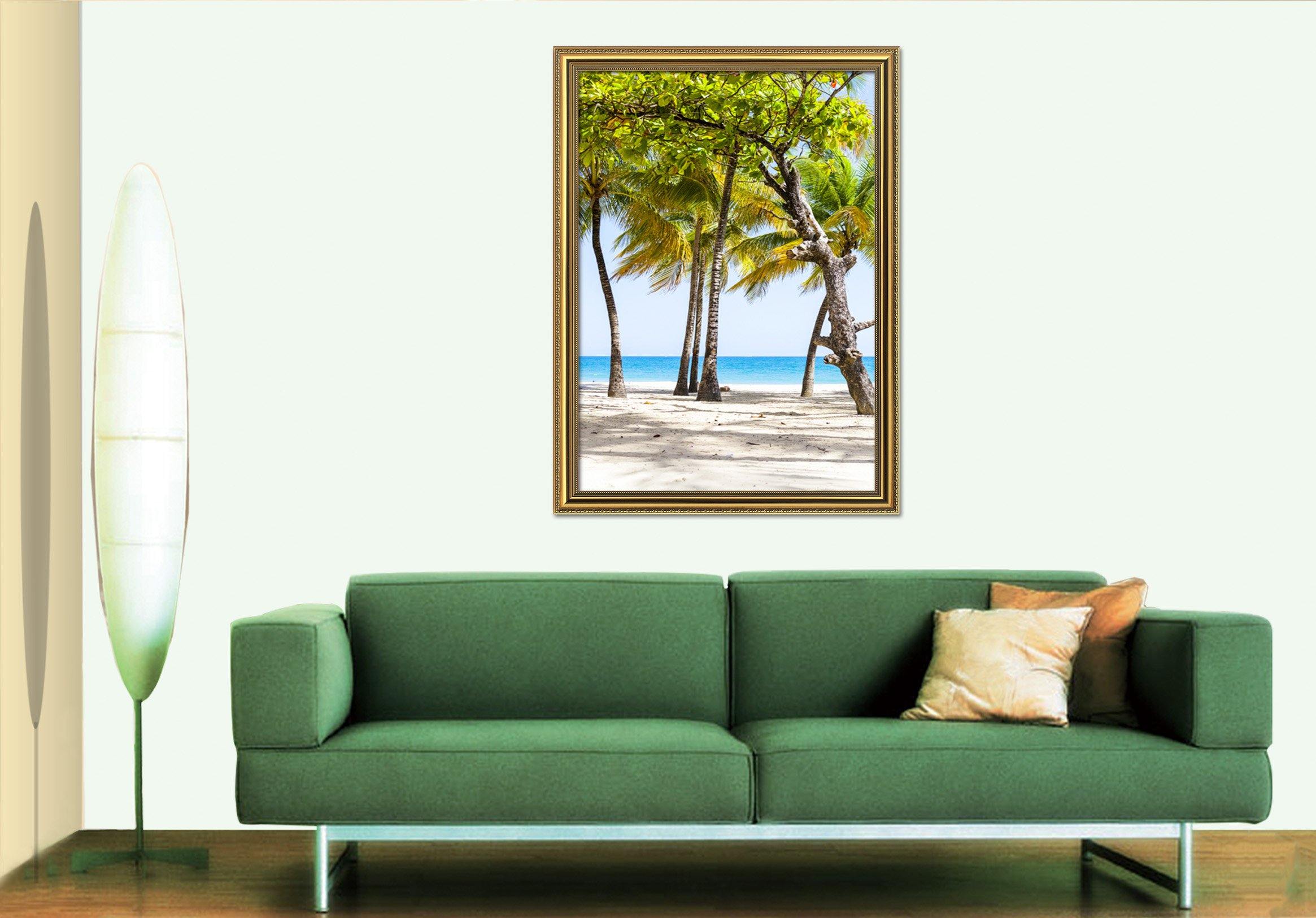 3D Seaside Tree 043 Fake Framed Print Painting Wallpaper AJ Creativity Home