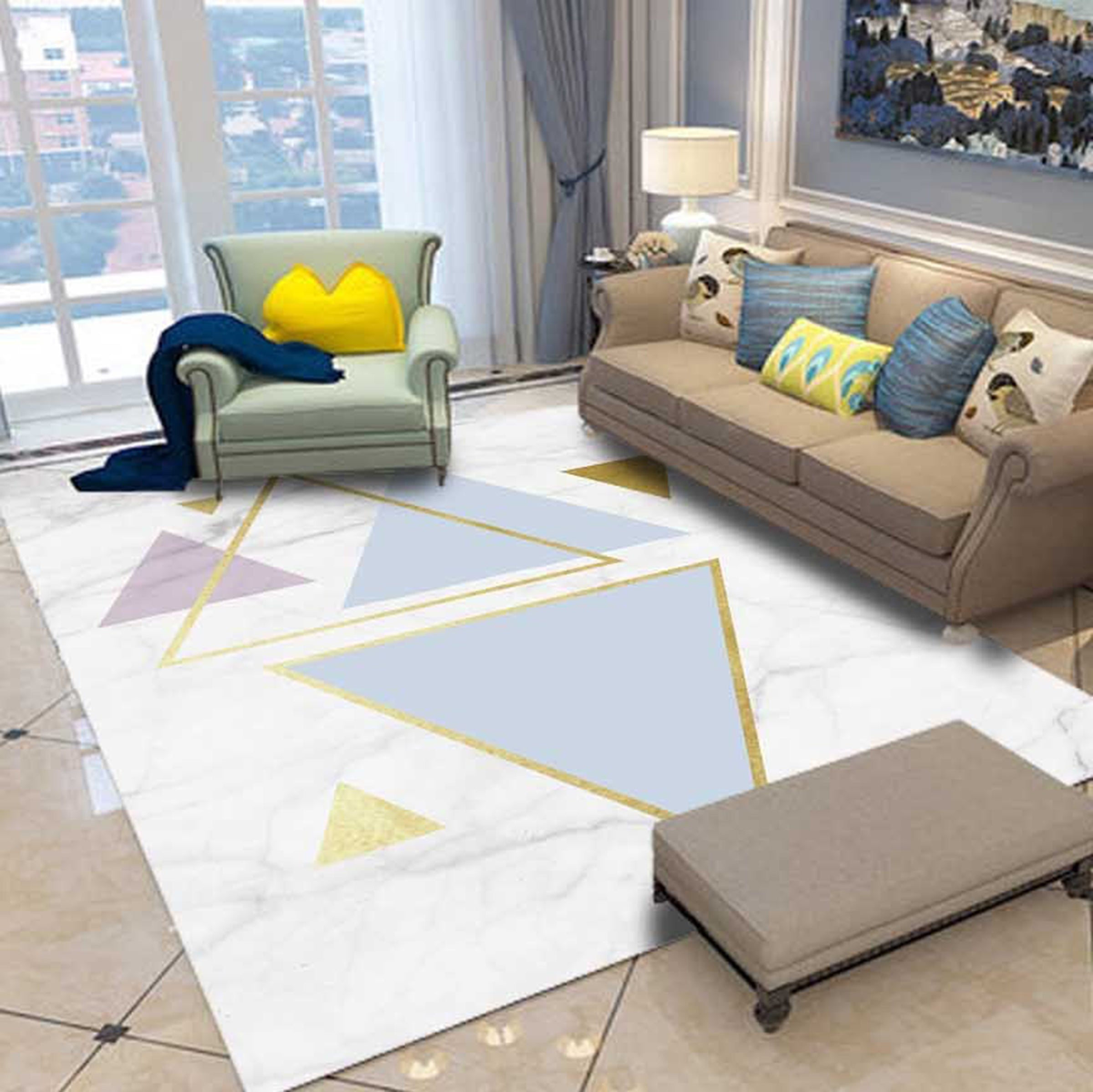 3D Color Geometry WG201 Non Slip Rug Mat Mat AJ Creativity Home