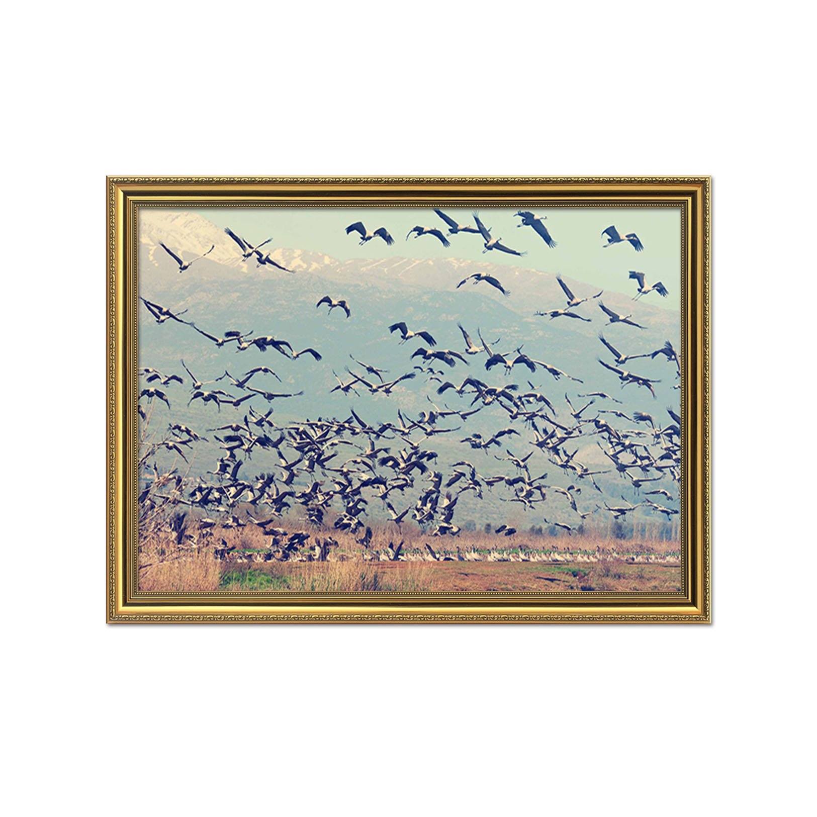 3D Geese South Fly 200 Fake Framed Print Painting Wallpaper AJ Creativity Home