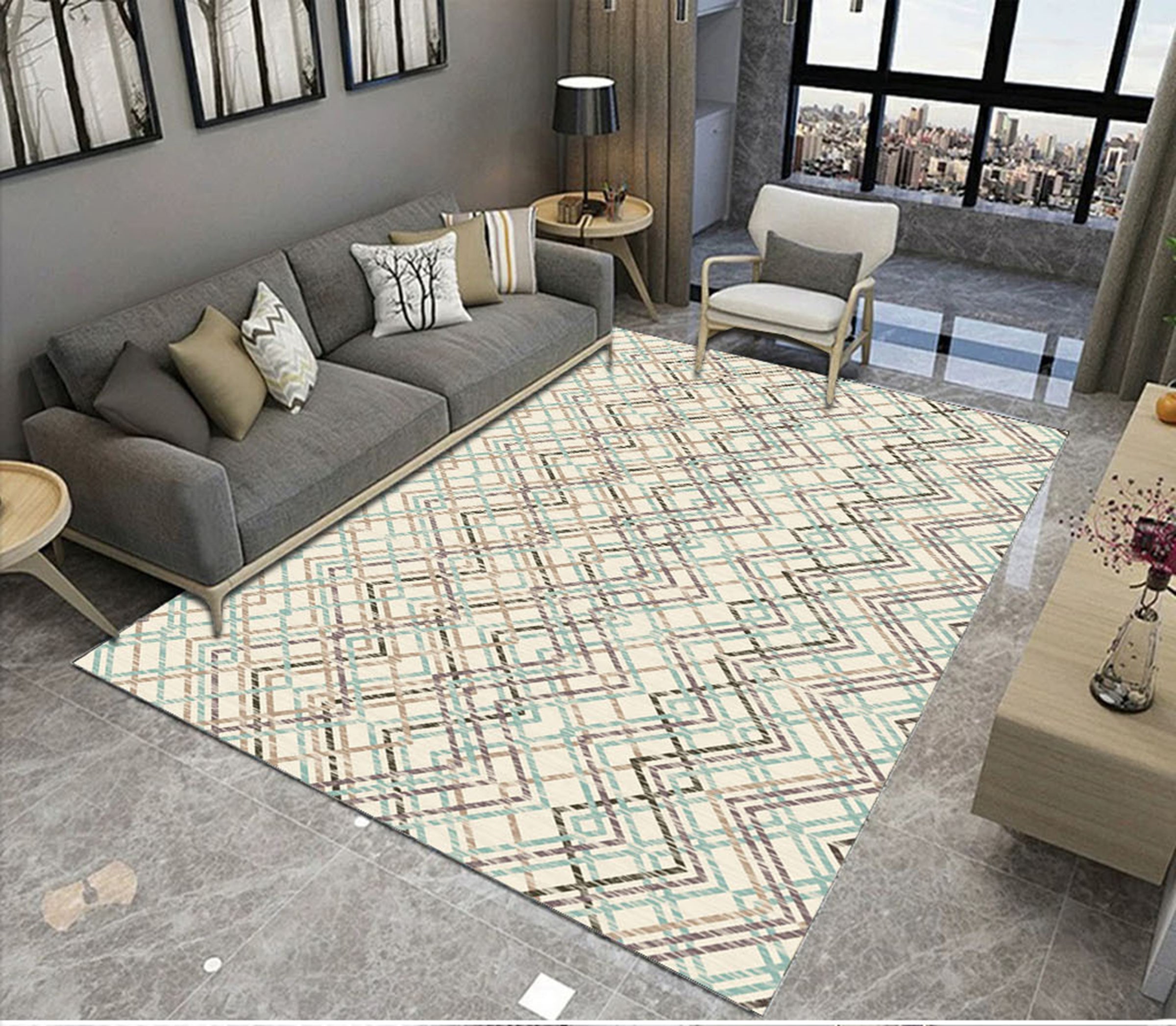 3D Colored Geometric Pattern WG517 Non Slip Rug Mat Mat AJ Creativity Home