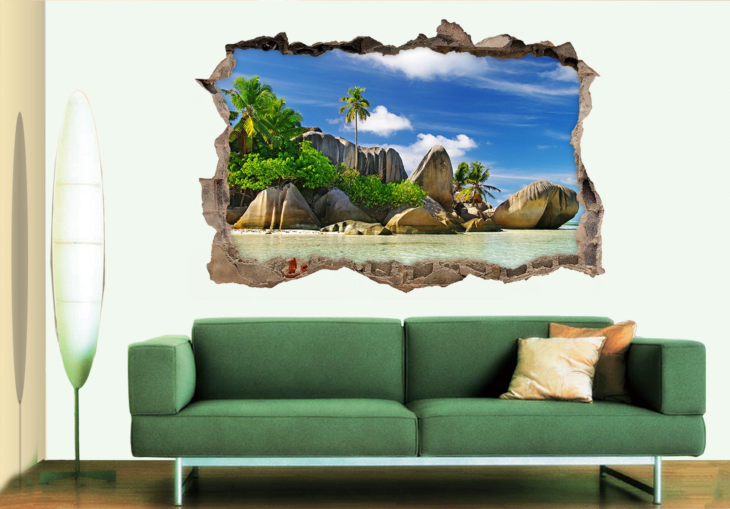 3D Beach Stones 313 Broken Wall Murals Wallpaper AJ Wallpaper