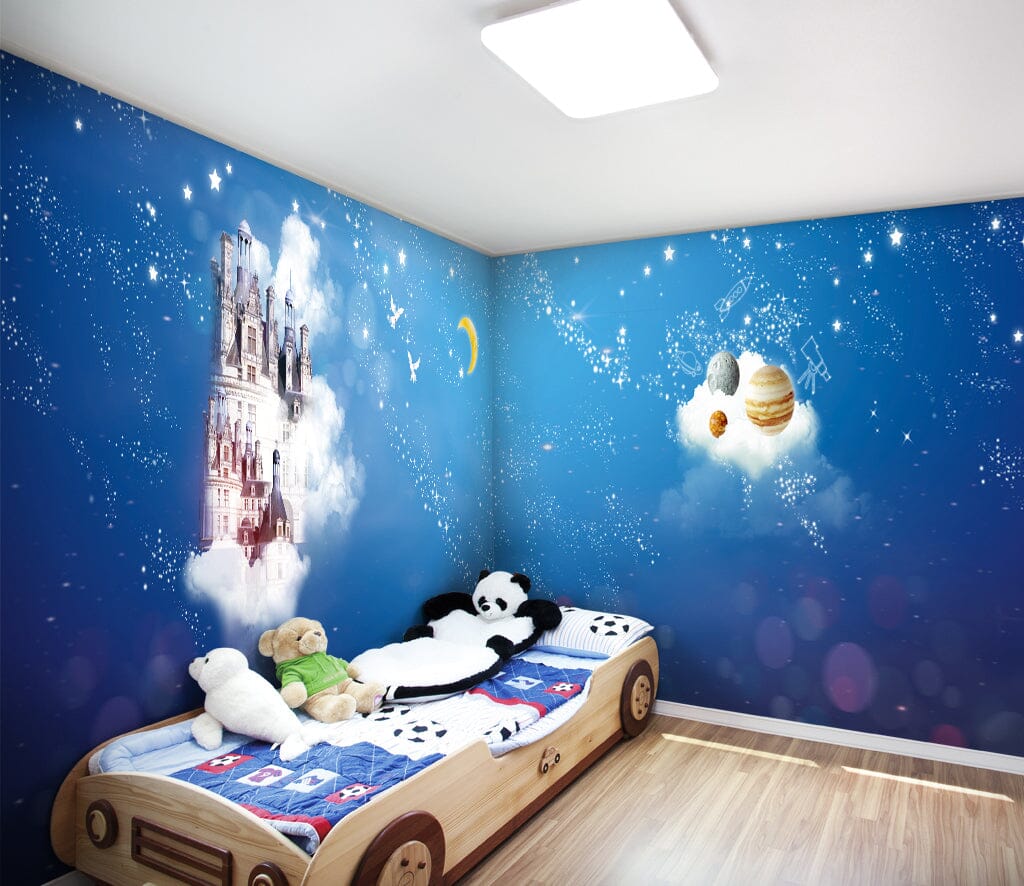 3D White Cloud Moon WC030 Wall Murals Wallpaper AJ Wallpaper 2
