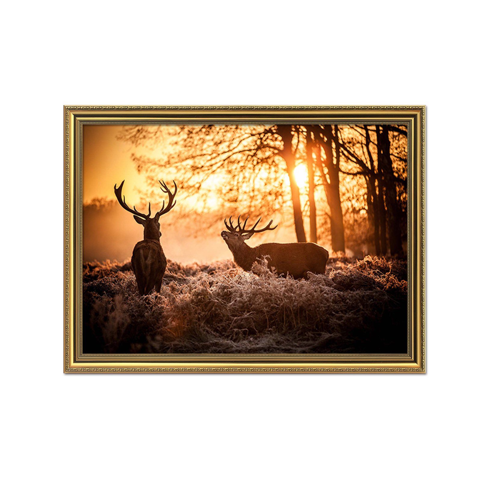 3D Dusk Fawn 054 Fake Framed Print Painting Wallpaper AJ Creativity Home