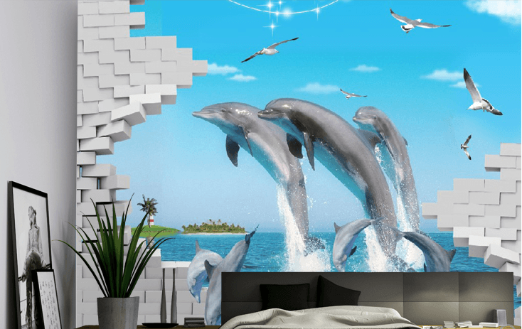 Jumping Dolphins Wallpaper AJ Wallpaper