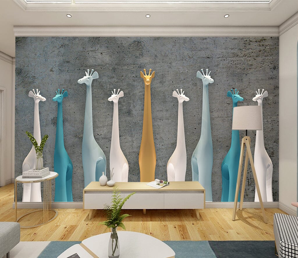 3D Painted Giraffe WC034 Wall Murals Wallpaper AJ Wallpaper 2