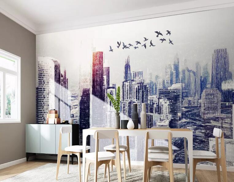 3D City Bird 685 Wall Murals Wallpaper AJ Wallpaper 2