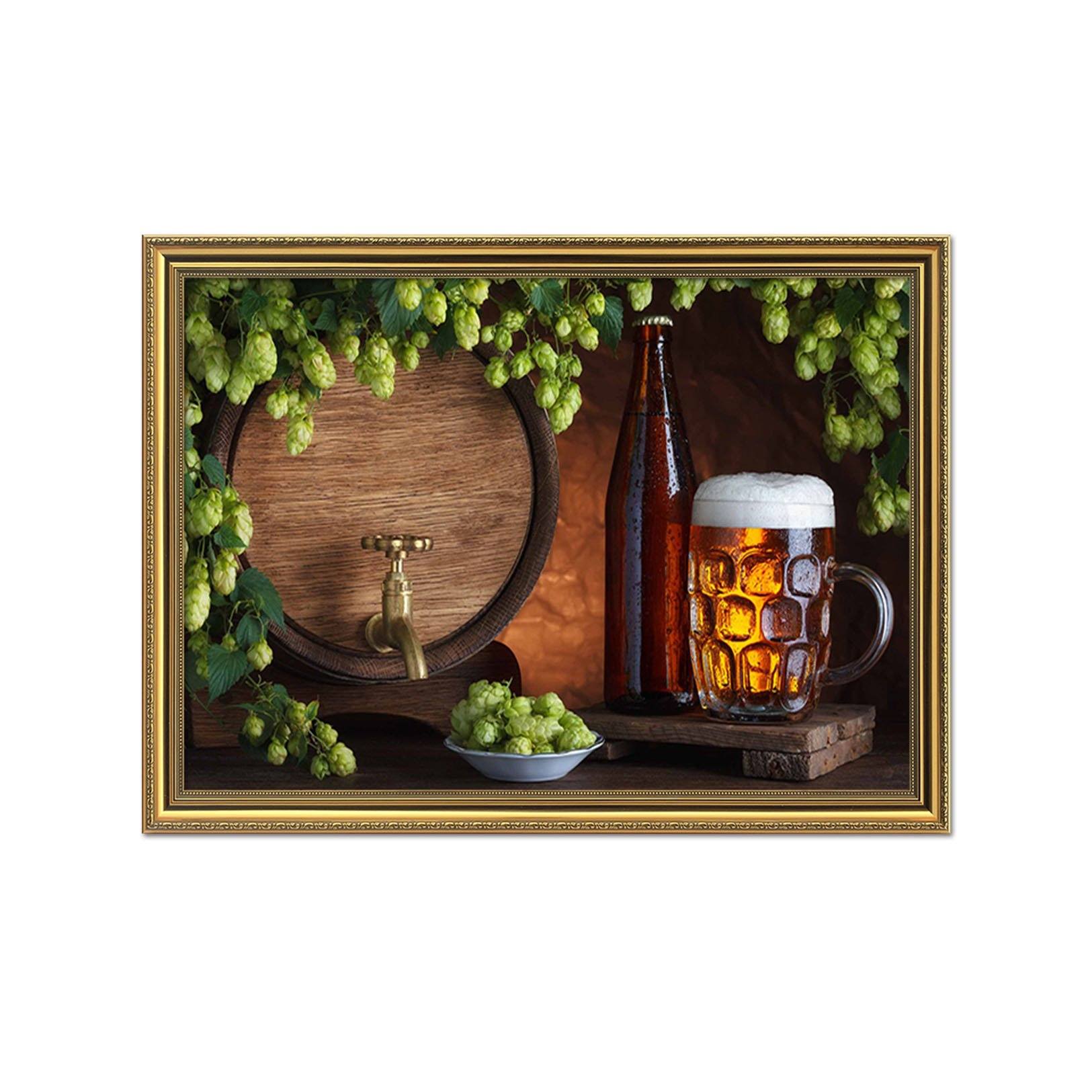 3D Big Beer 116 Fake Framed Print Painting Wallpaper AJ Creativity Home