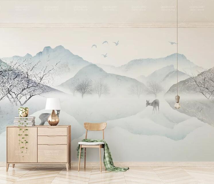 3D Deer Forest 1266 Wall Murals Wallpaper AJ Wallpaper 2