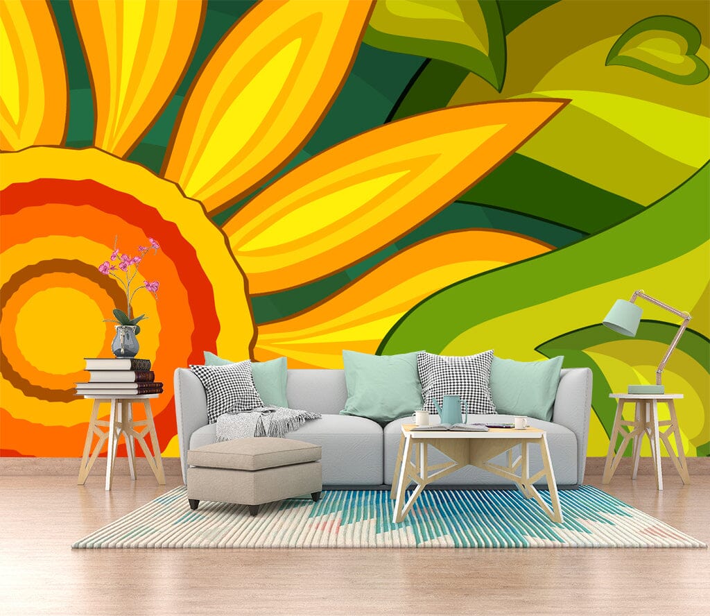 3D Yellow Flower WC043 Wall Murals Wallpaper AJ Wallpaper 2