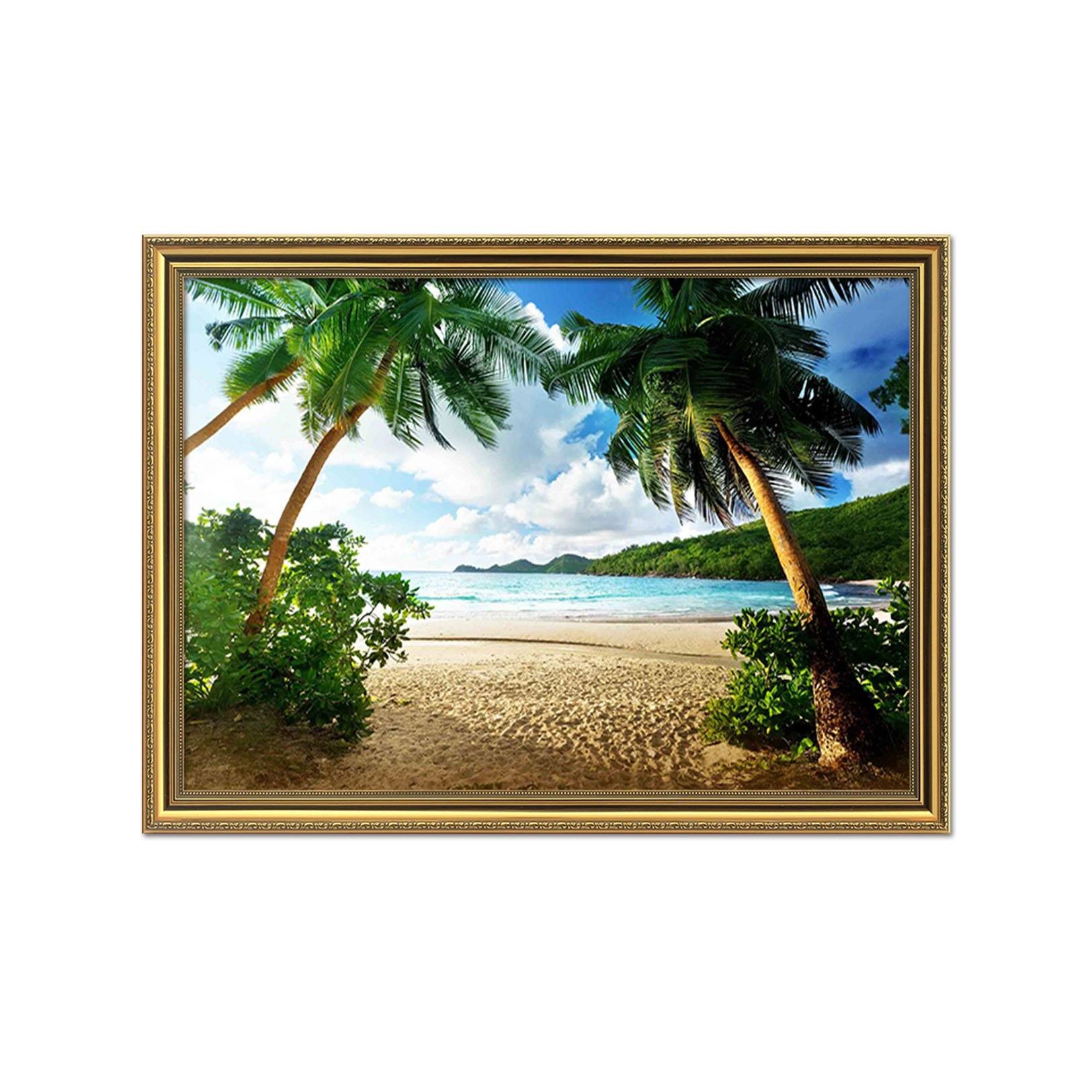 3D Seaside Beach 023 Fake Framed Print Painting Wallpaper AJ Creativity Home