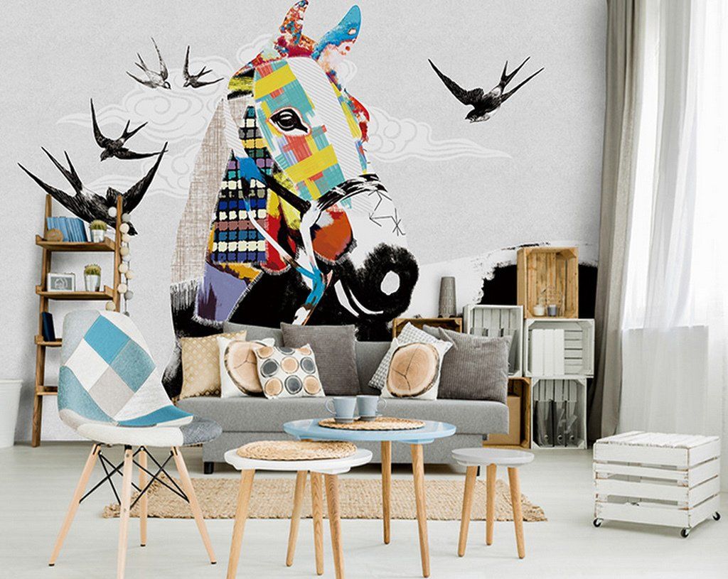3D Horse Bird 574 Wall Murals Wallpaper AJ Wallpaper 2