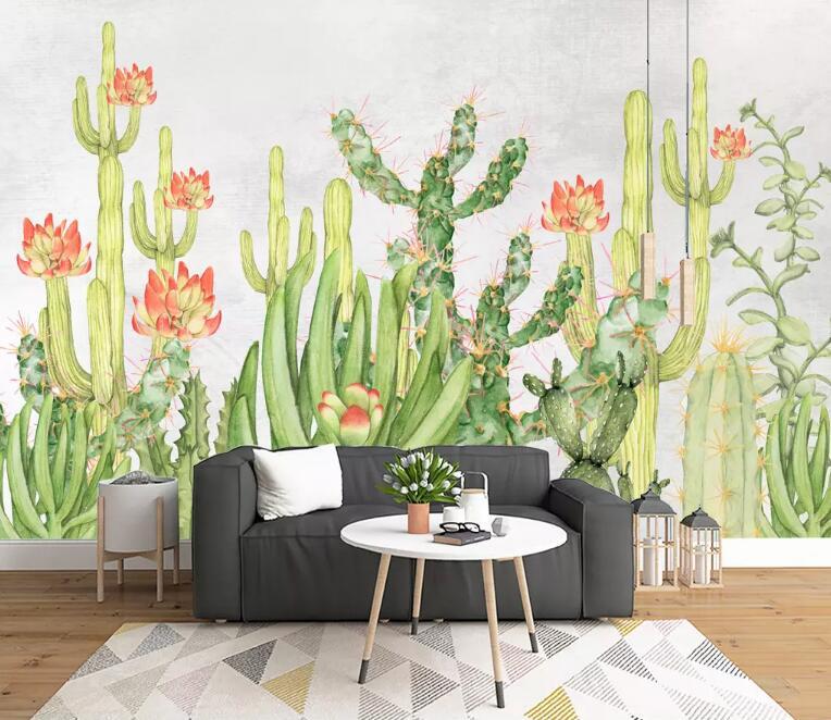 3D Cactus Flower 1288 Wall Murals Wallpaper AJ Wallpaper 2