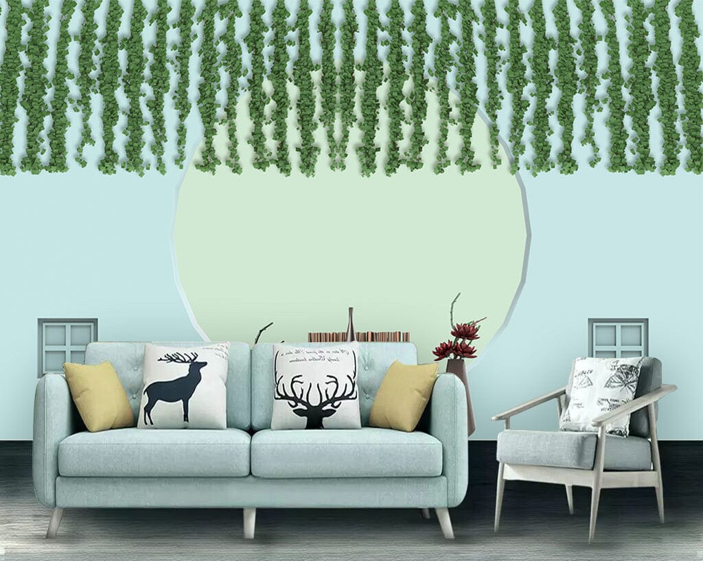 3D Moon Leaves WC049 Wall Murals Wallpaper AJ Wallpaper 2