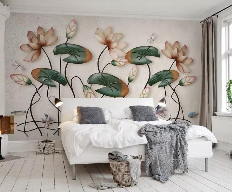 3D Lotus Flower WC093 Wall Murals Wallpaper AJ Wallpaper 2