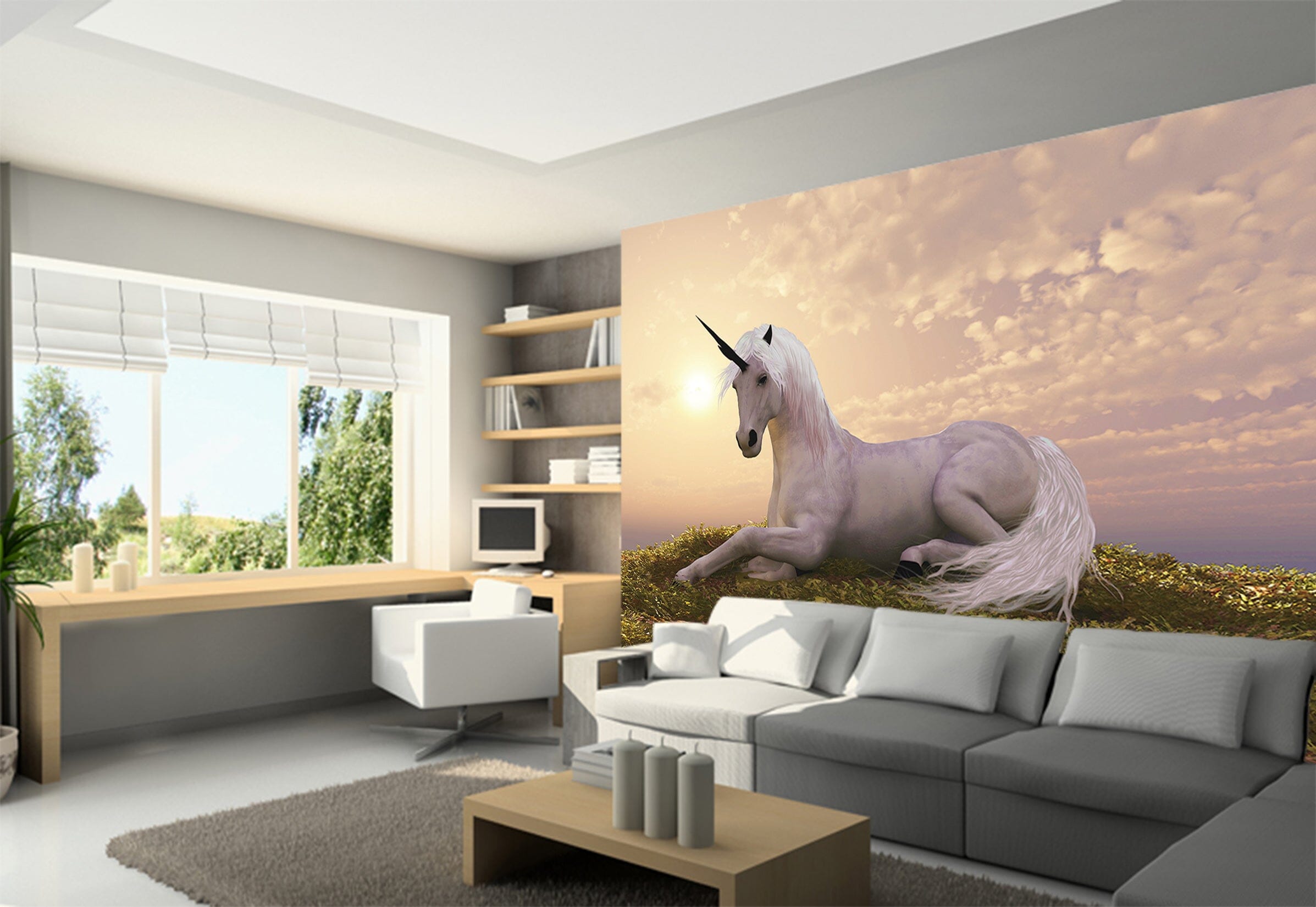 3D White Unicorn 1510 Wall Murals Wallpaper AJ Wallpaper 2