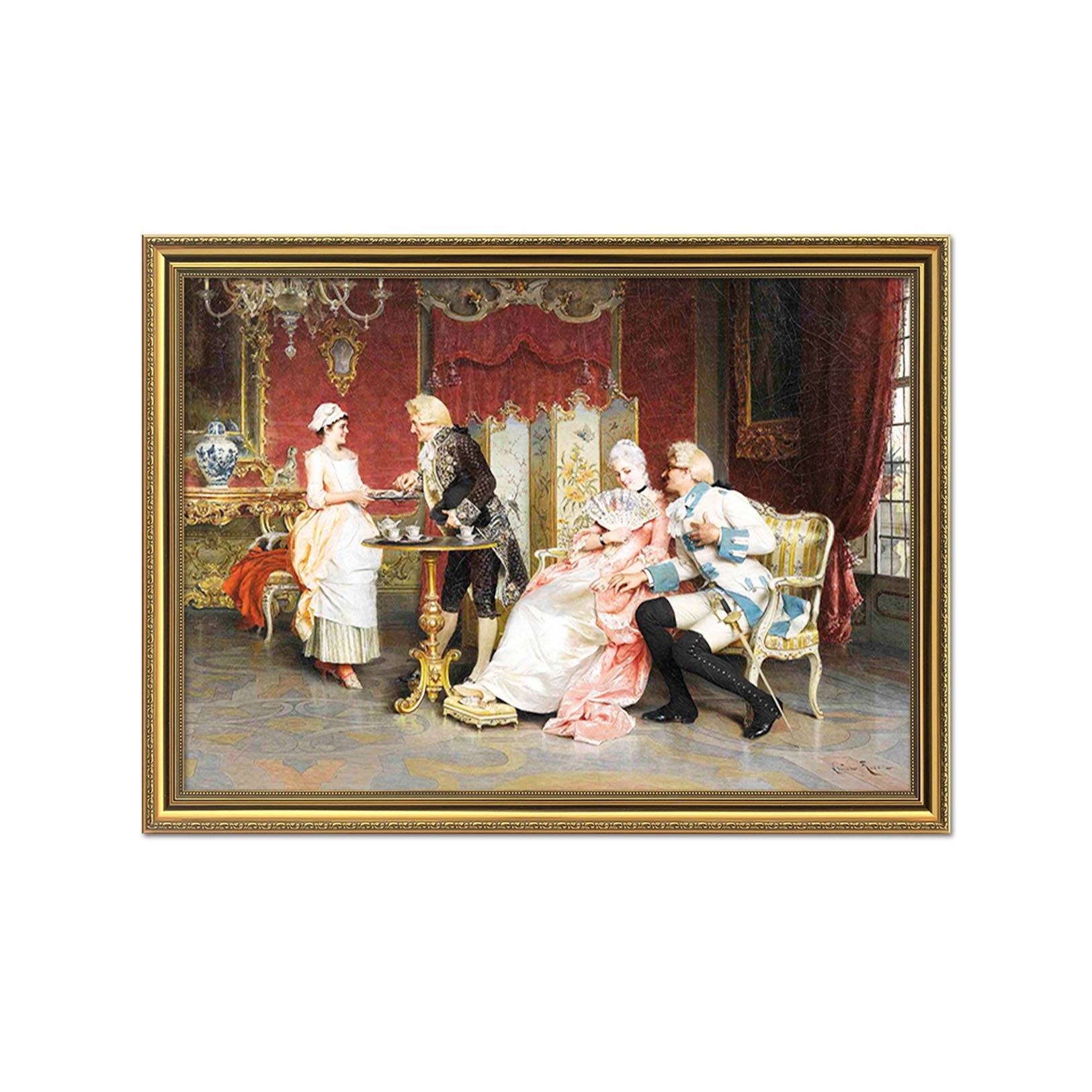 3D Flirting Couple 039 Fake Framed Print Painting Wallpaper AJ Creativity Home