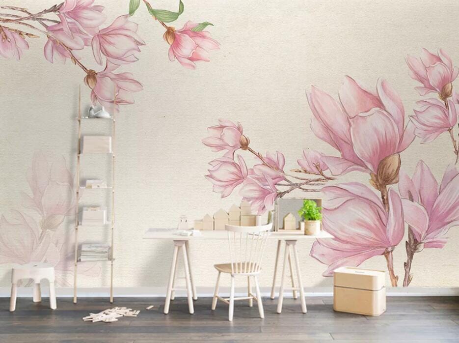 3D Pink Floral Pattern WC349 Wall Murals Wallpaper AJ Wallpaper 2
