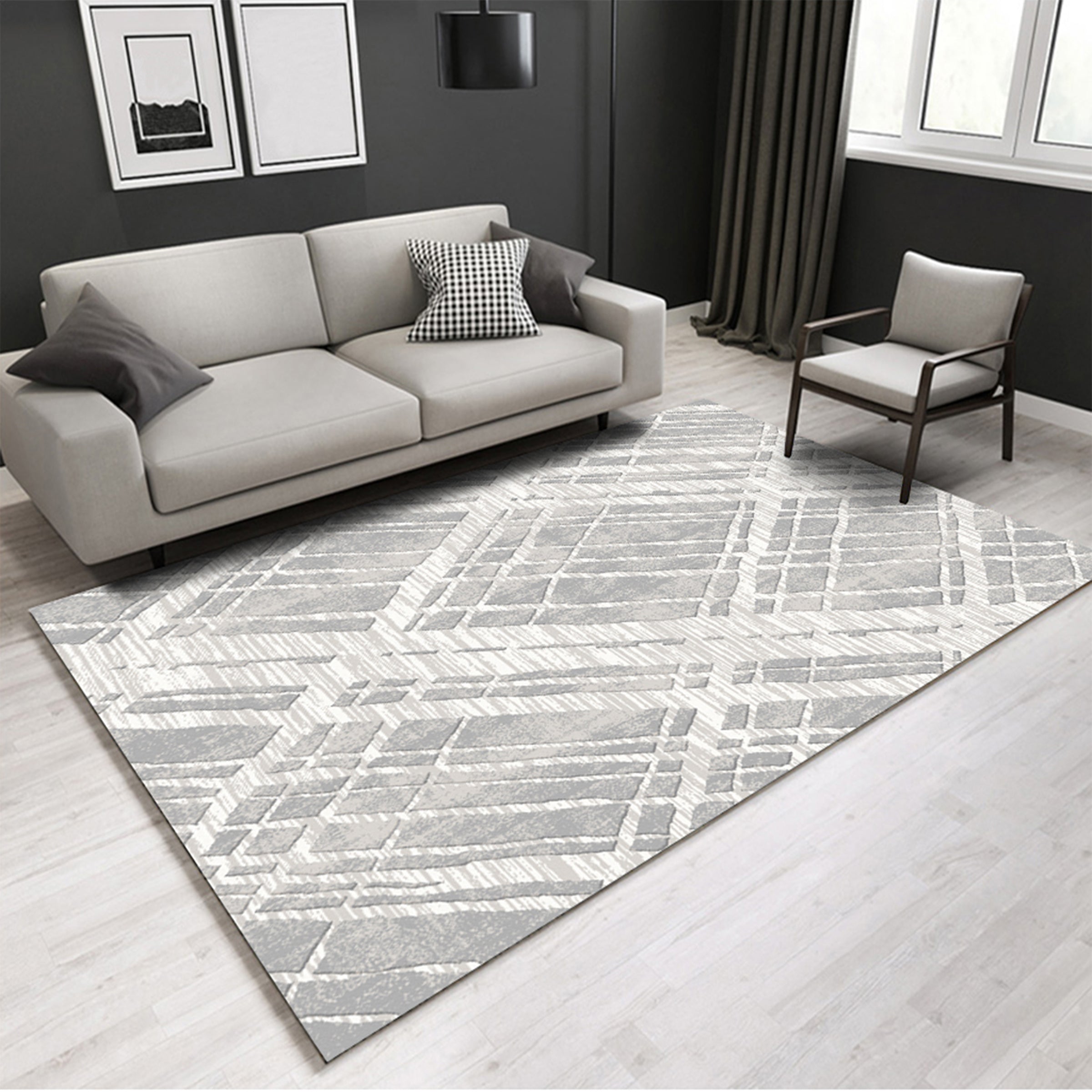 3D Gray Stripe WG084 Non Slip Rug Mat Mat AJ Creativity Home