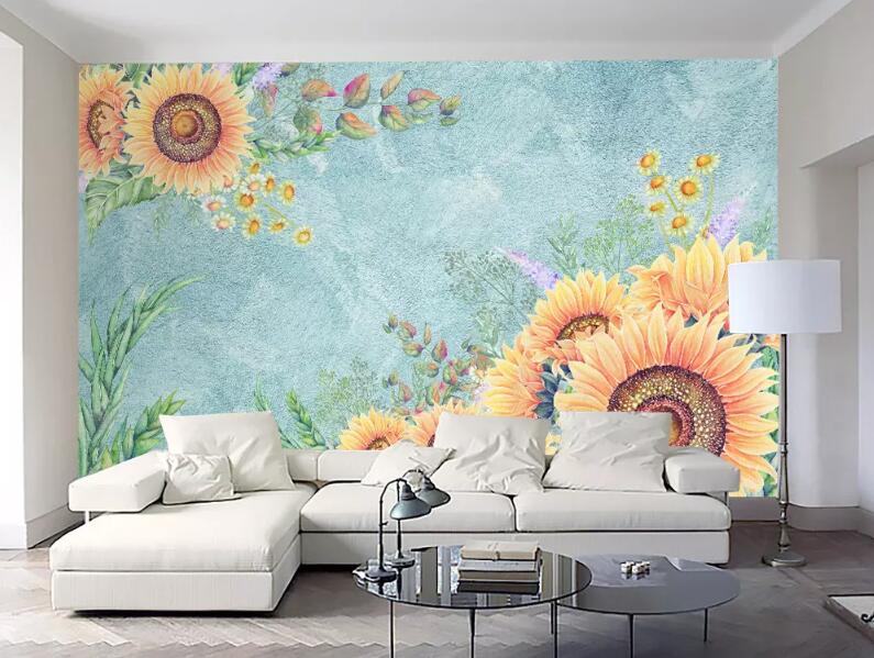 3D Sunflower 958 Wall Murals Wallpaper AJ Wallpaper 2