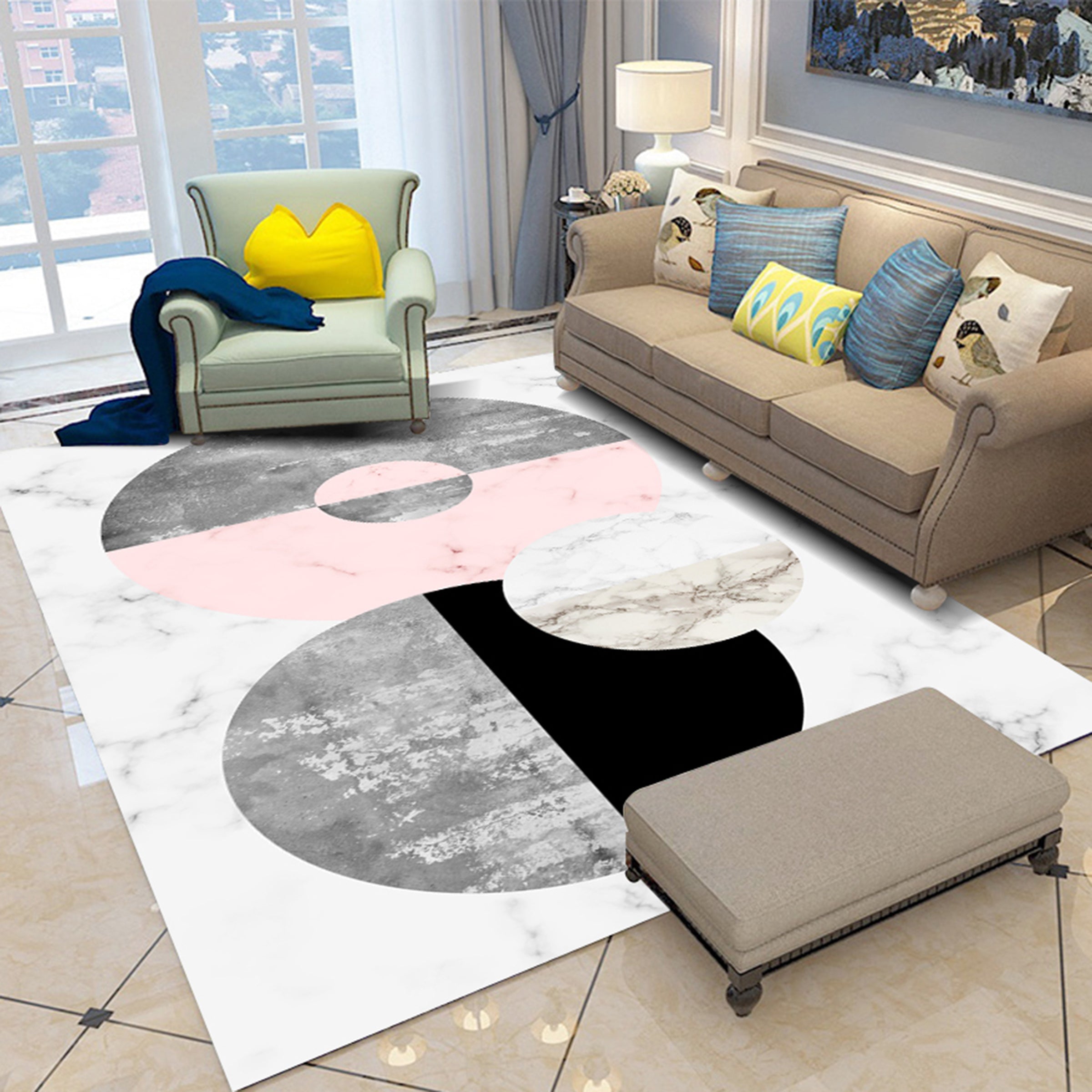 3D Colored Circular Pattern WG452 Non Slip Rug Mat Mat AJ Creativity Home