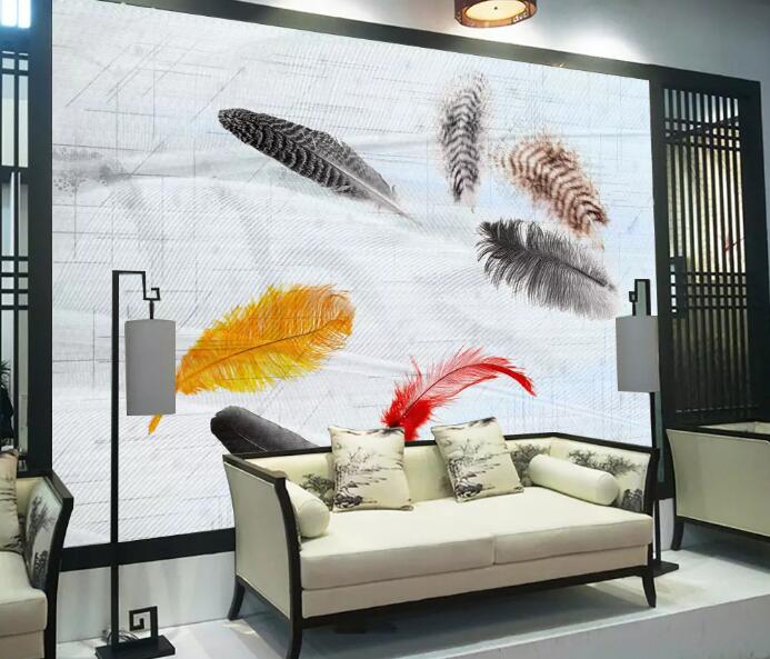 3D Colored Feather 665 Wall Murals Wallpaper AJ Wallpaper 2