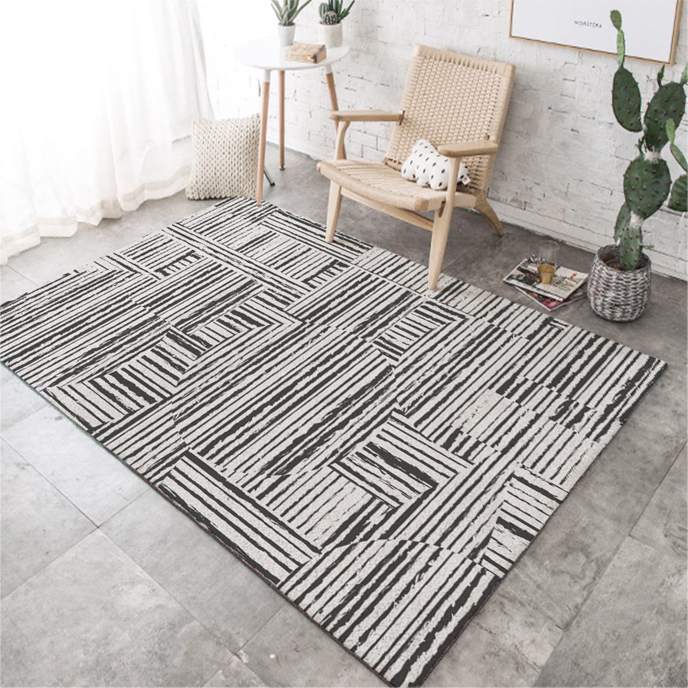3D Gray Stripe WG155 Non Slip Rug Mat Mat AJ Creativity Home