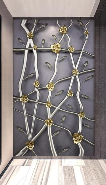 3D Golden Flower WC288 Wall Murals Wallpaper AJ Wallpaper 2