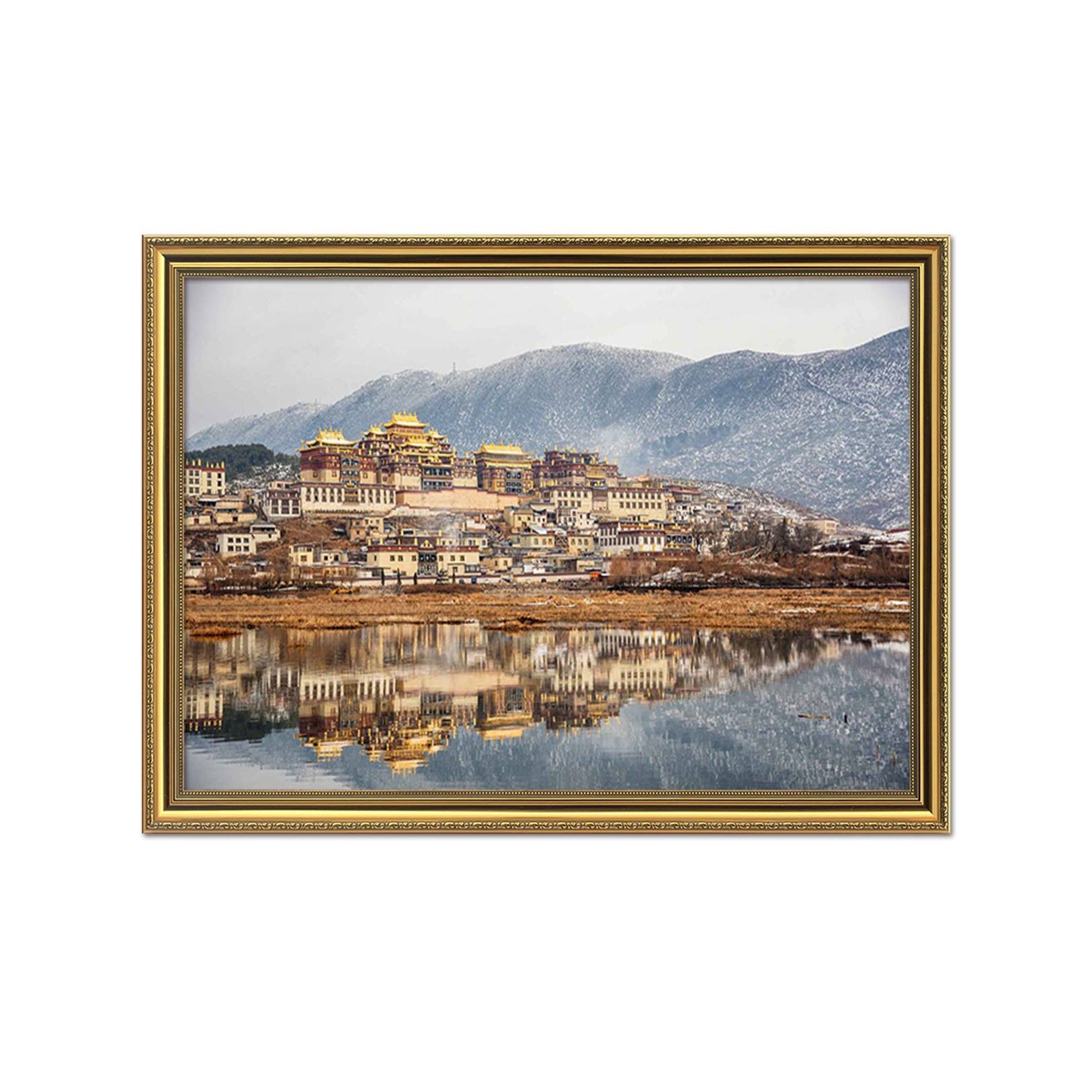 3D Small Town 003 Fake Framed Print Painting Wallpaper AJ Creativity Home