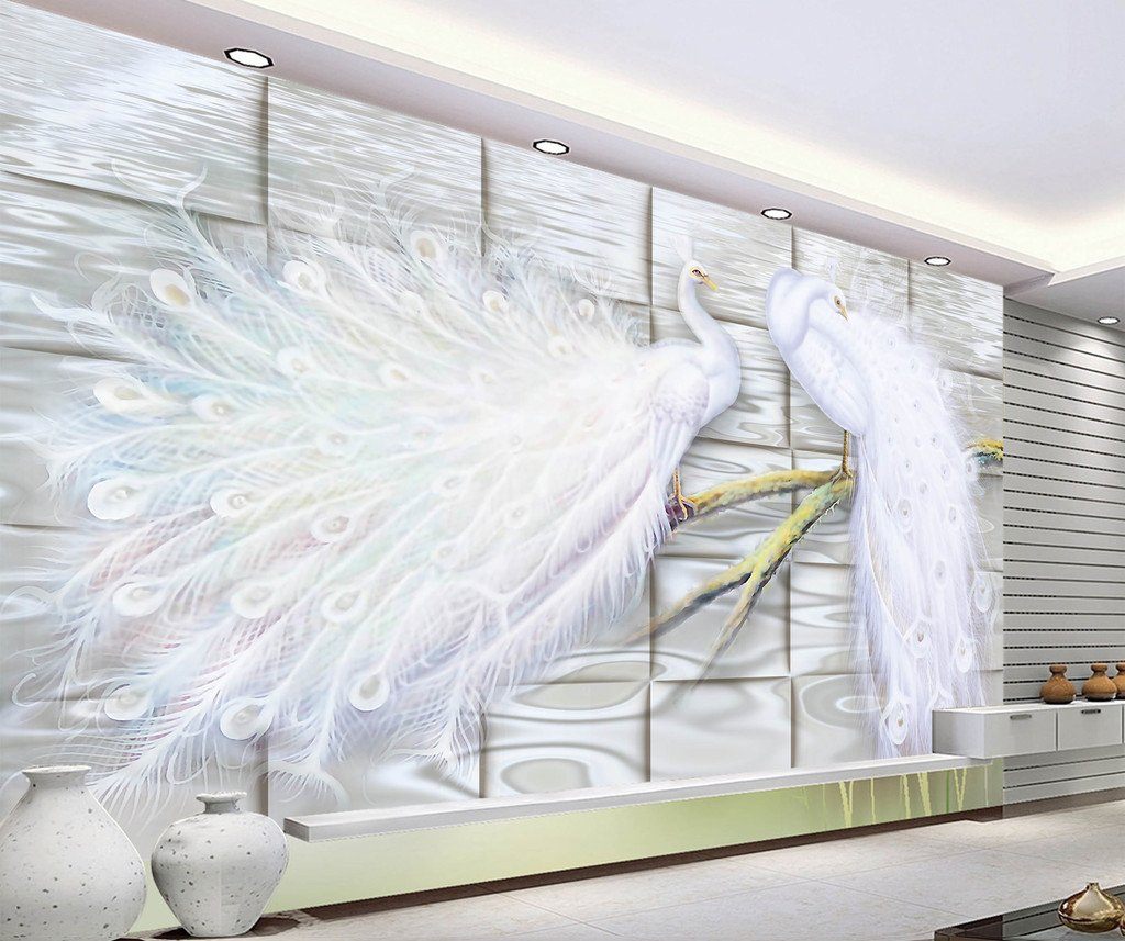 3D White Peacock 184 Wall Murals Wallpaper AJ Wallpaper 2