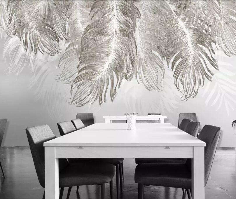 3D Gray Feather 979 Wall Murals Wallpaper AJ Wallpaper 2