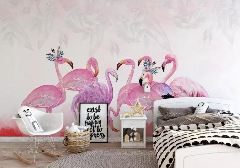 3D Pink Flamingo 1473 Wall Murals Wallpaper AJ Wallpaper 2