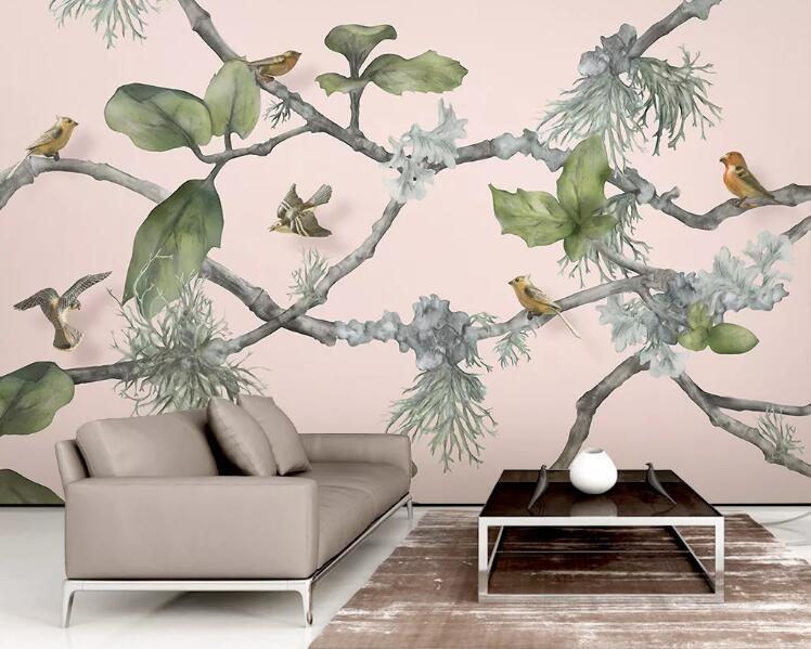 3D Branch Leaves 1297 Wall Murals Wallpaper AJ Wallpaper 2