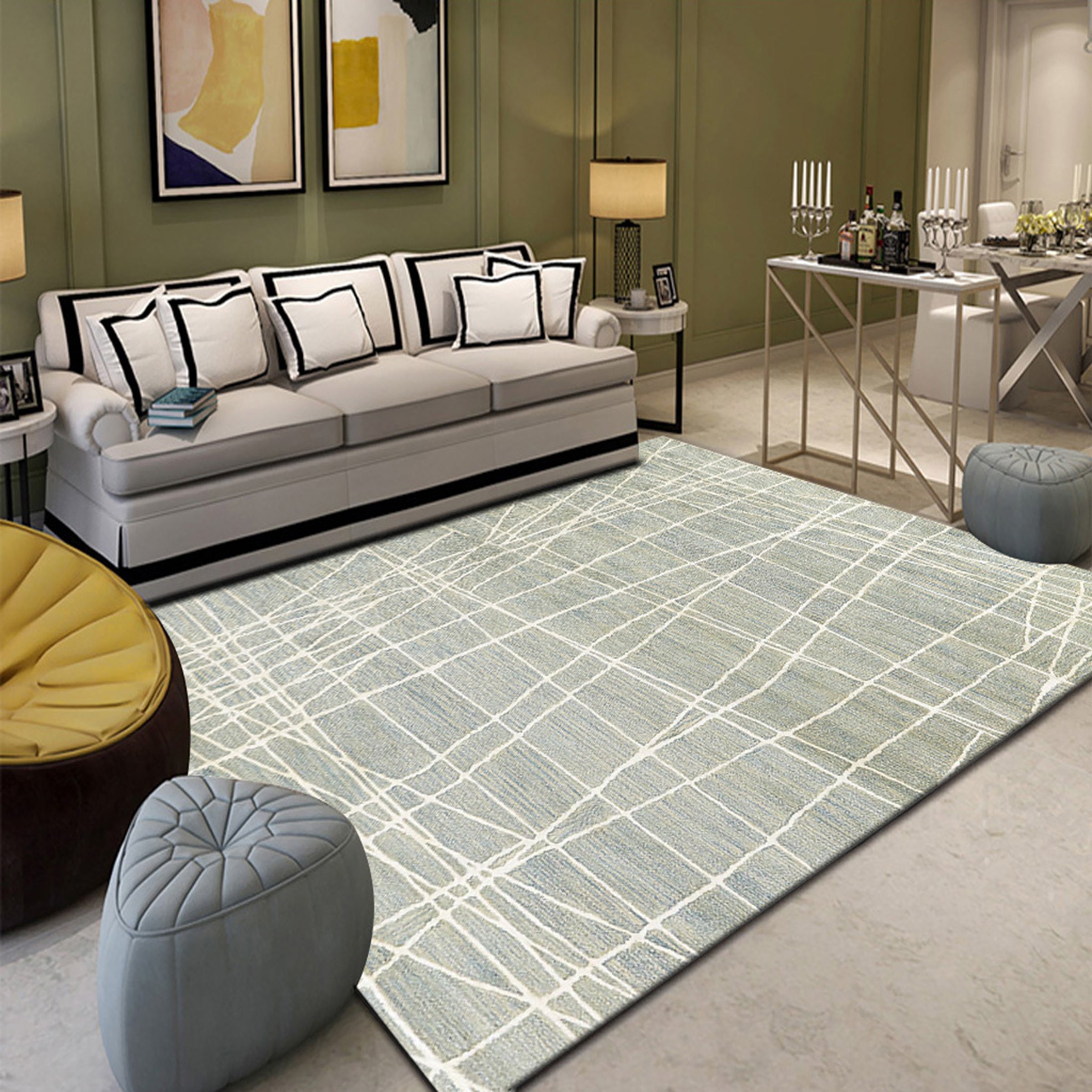 3D Light Green Stripes WG045 Non Slip Rug Mat Mat AJ Creativity Home