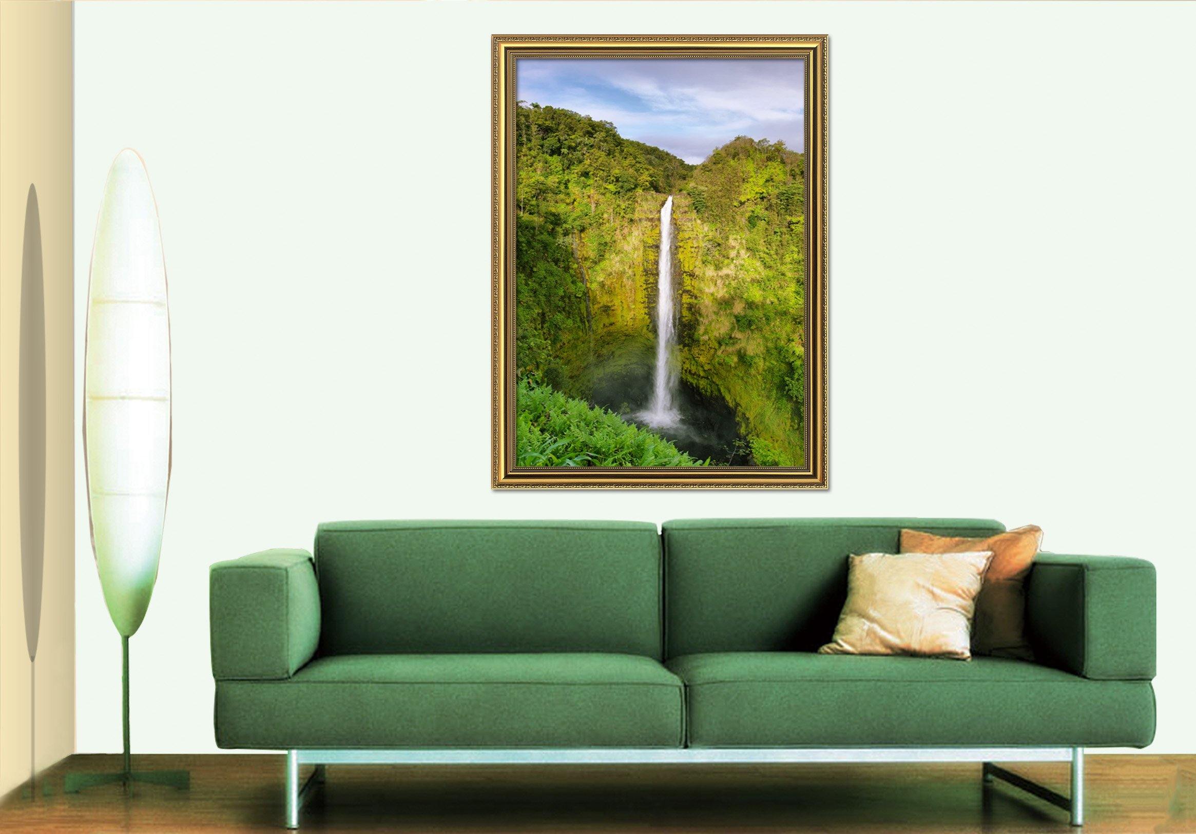 3D Forest Waterfall 060 Fake Framed Print Painting Wallpaper AJ Creativity Home