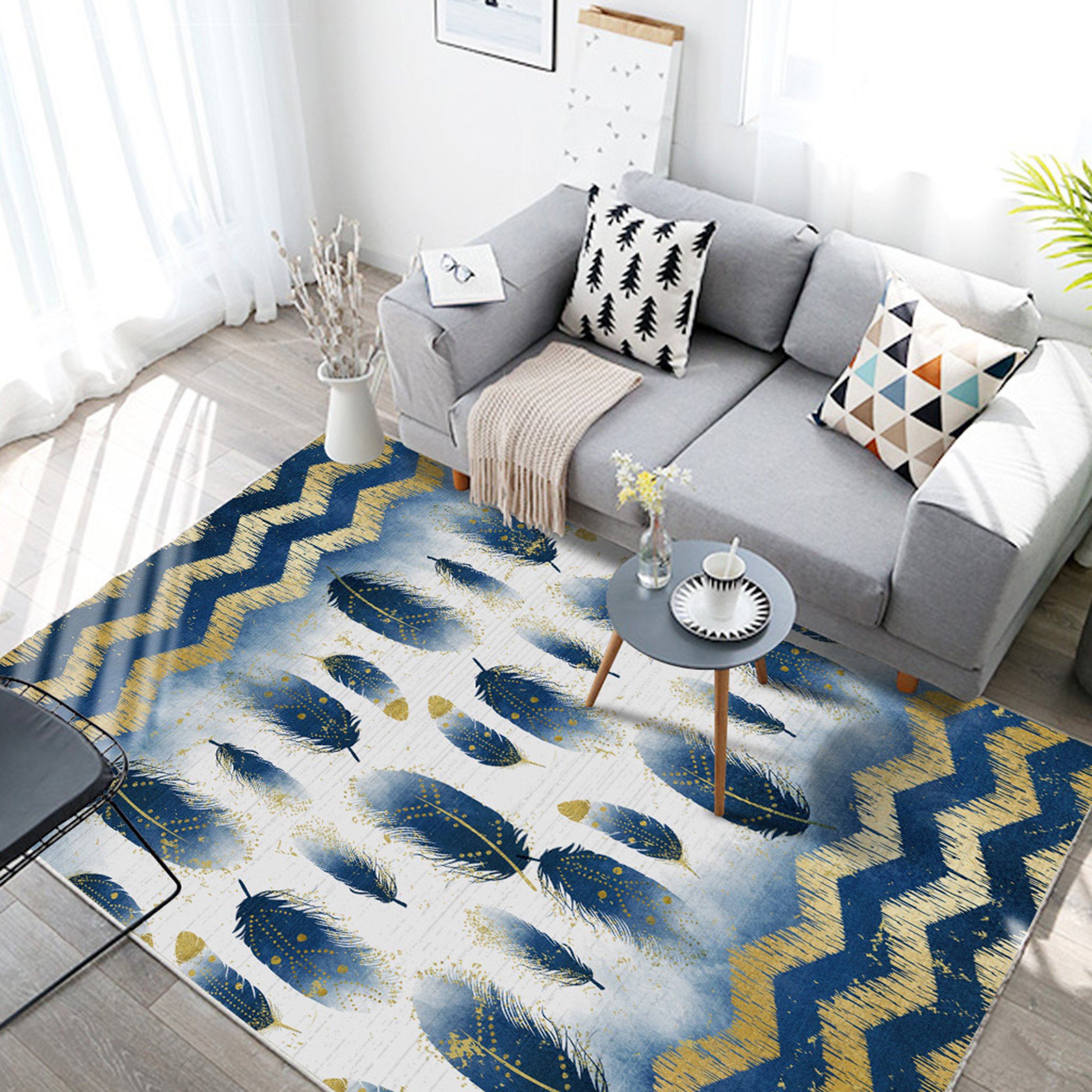 3D Black Feather WG534 Non Slip Rug Mat Mat AJ Creativity Home