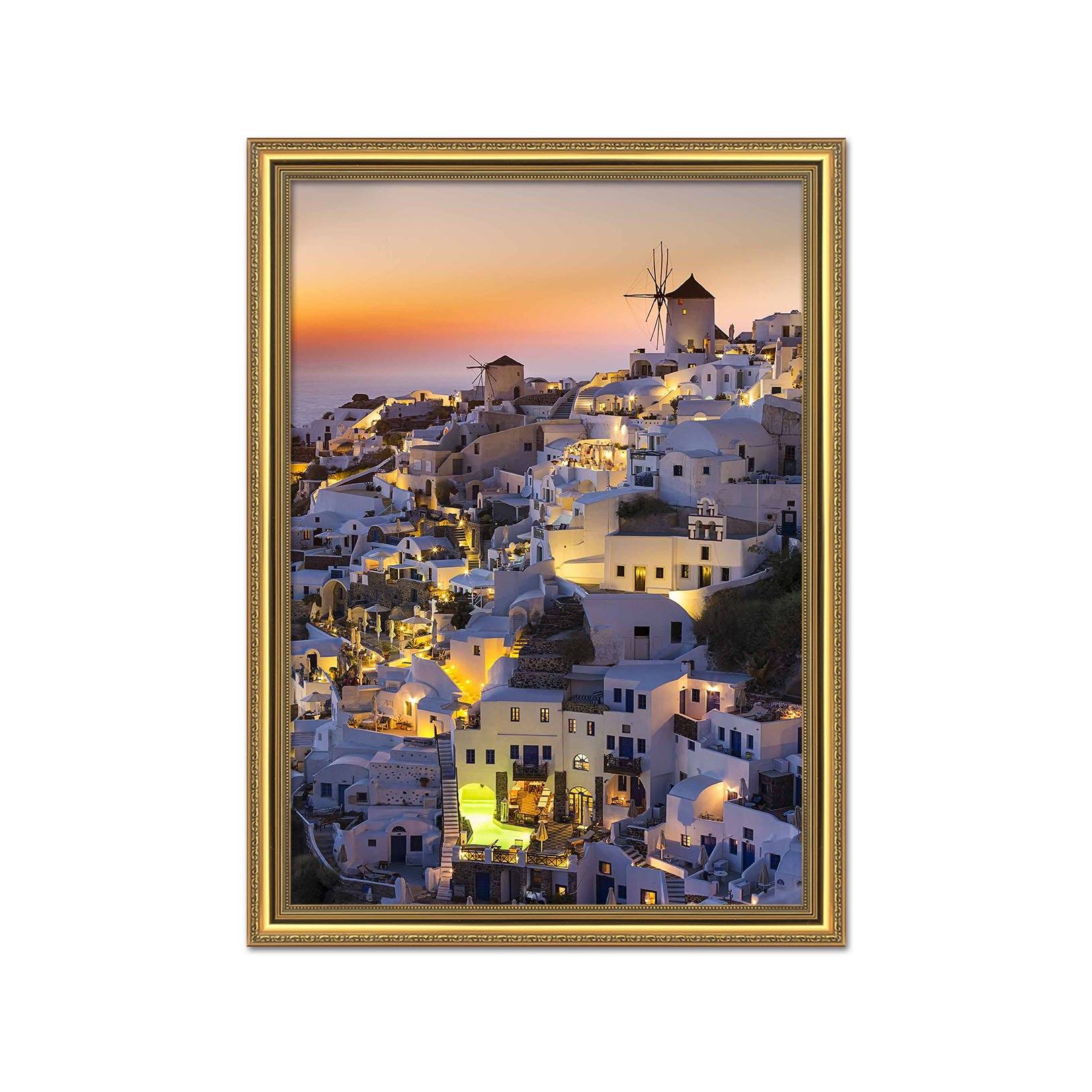 3D Santorini Island 2 Fake Framed Print Painting Wallpaper AJ Creativity Home