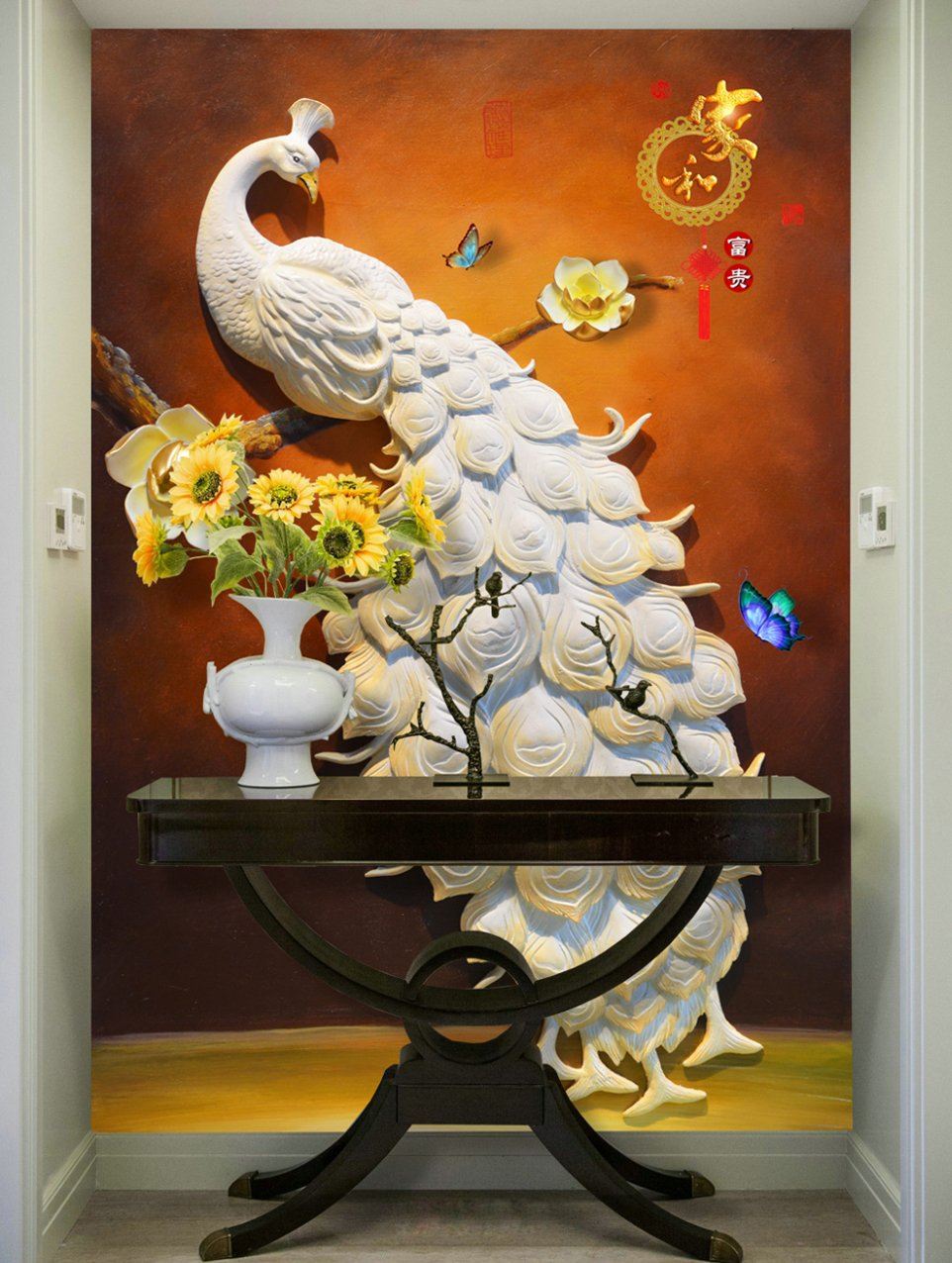 3D White Peacock 440 Wall Murals Wallpaper AJ Wallpaper 2