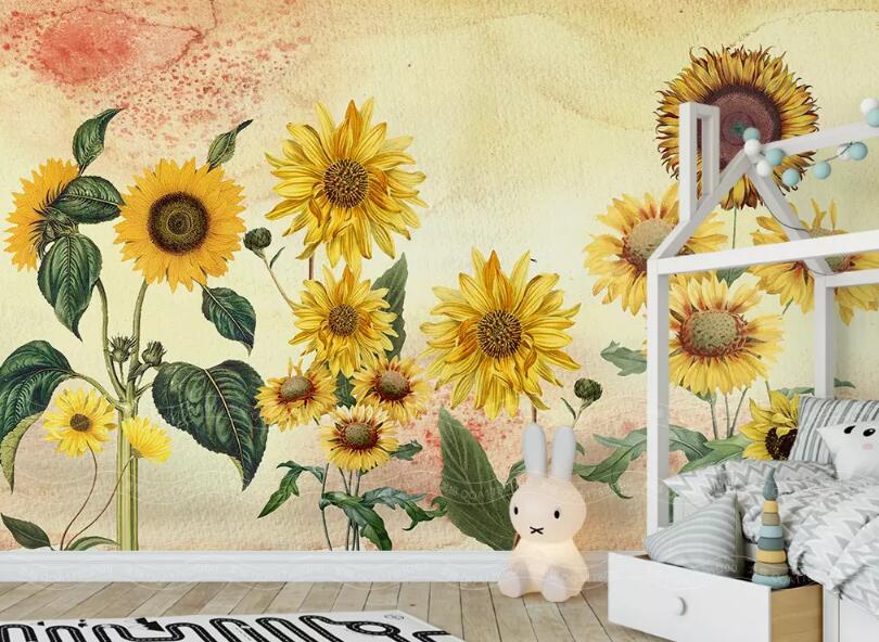 3D Sunflower 1329 Wall Murals Wallpaper AJ Wallpaper 2