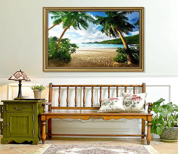 3D Seaside Beach 023 Fake Framed Print Painting Wallpaper AJ Creativity Home 