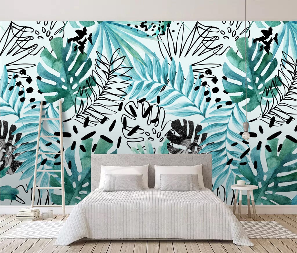 3D Painted Leaves WC032 Wall Murals Wallpaper AJ Wallpaper 2