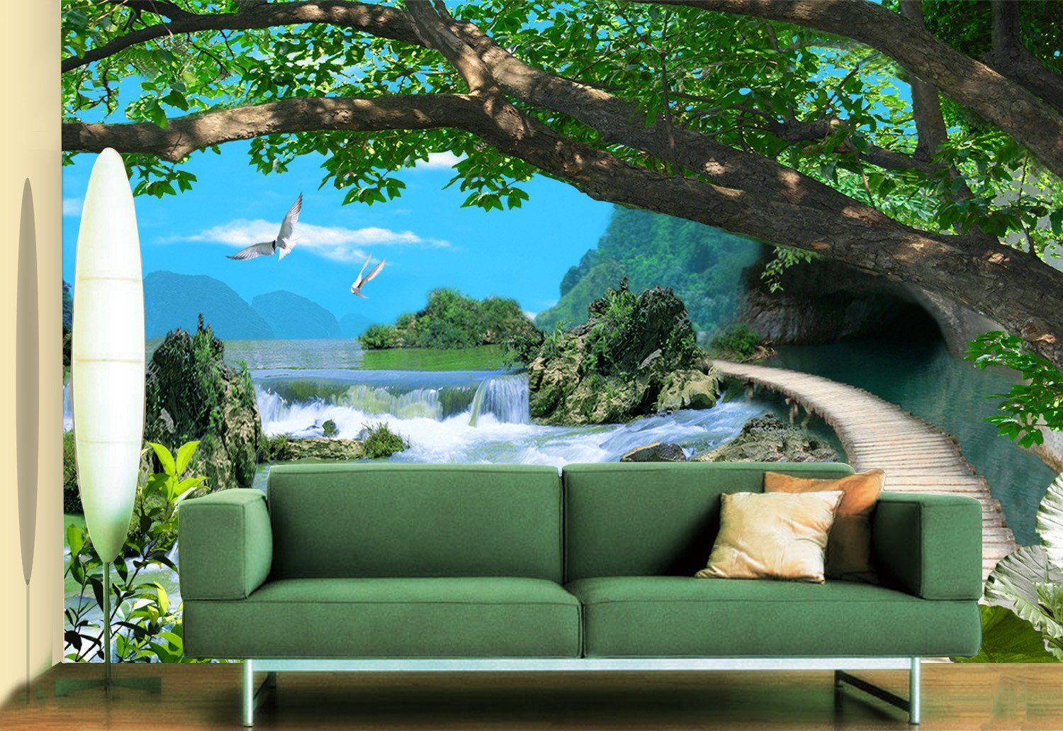3D Blue Sky Green Tree 446 Wallpaper AJ Wallpaper