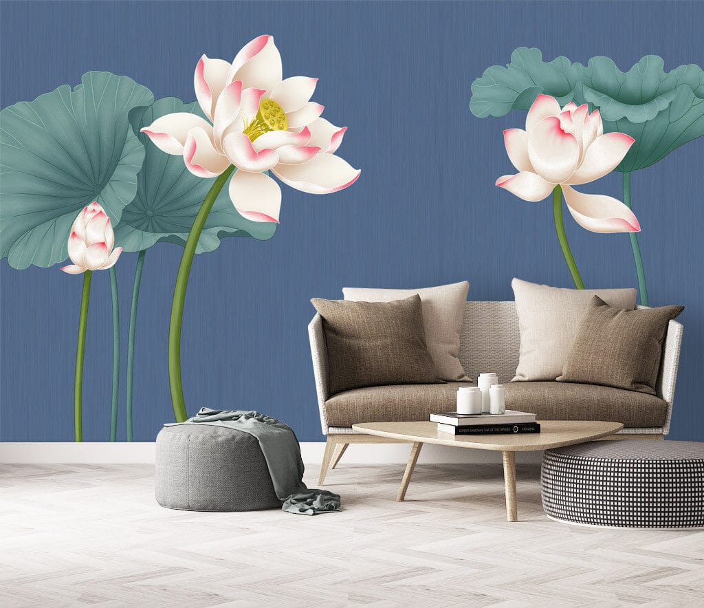 3D Lotus Flower WC089 Wall Murals Wallpaper AJ Wallpaper 2